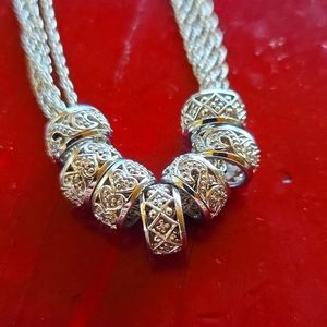 925 Sterling Silver & Diamond Multi Strand Rondelle Bridal Necklace